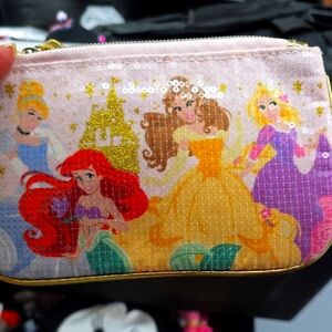 Disney Princess Sequin Pouch with Gold and Pink Accents